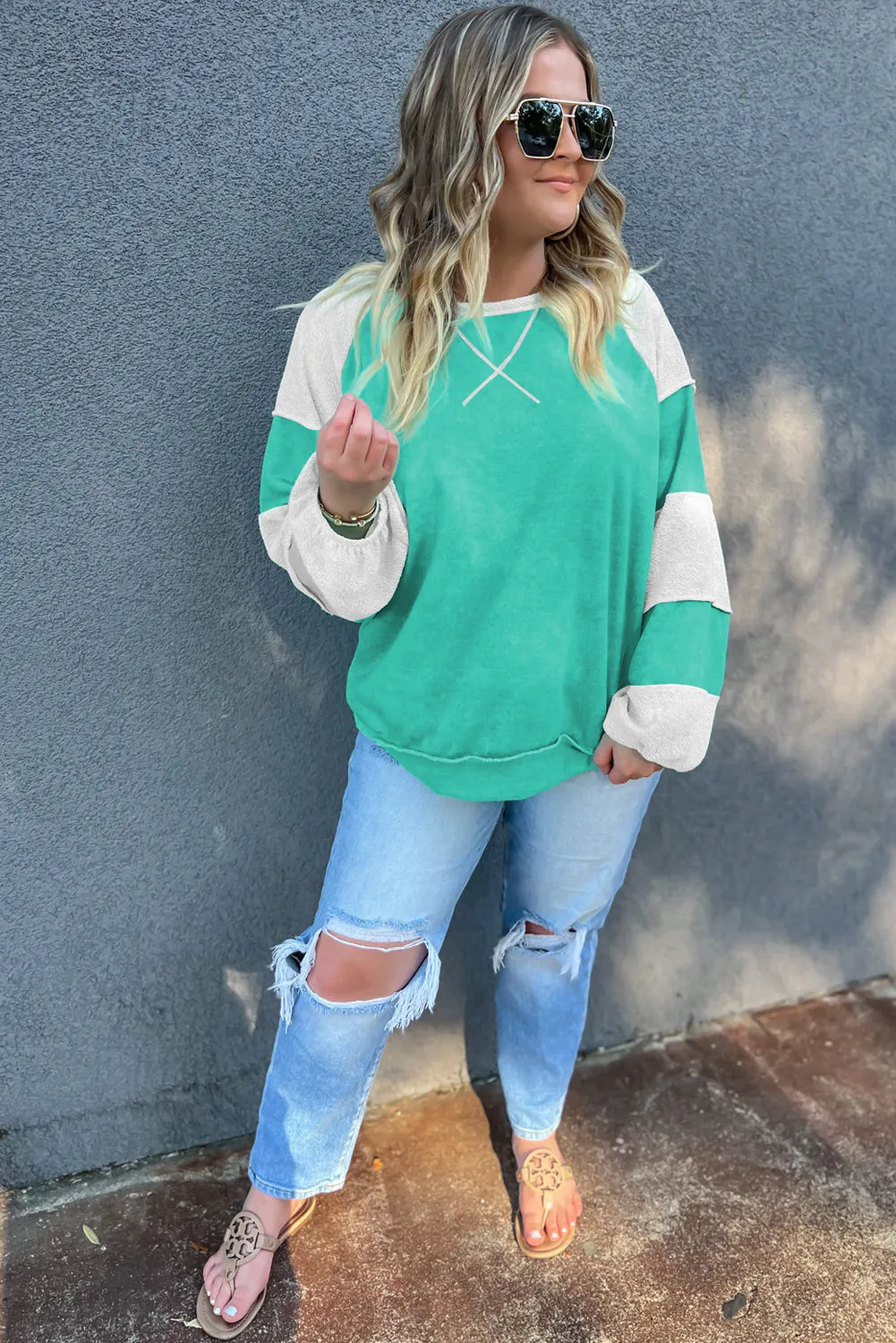 Turquoise Plus Size Sweatshirt