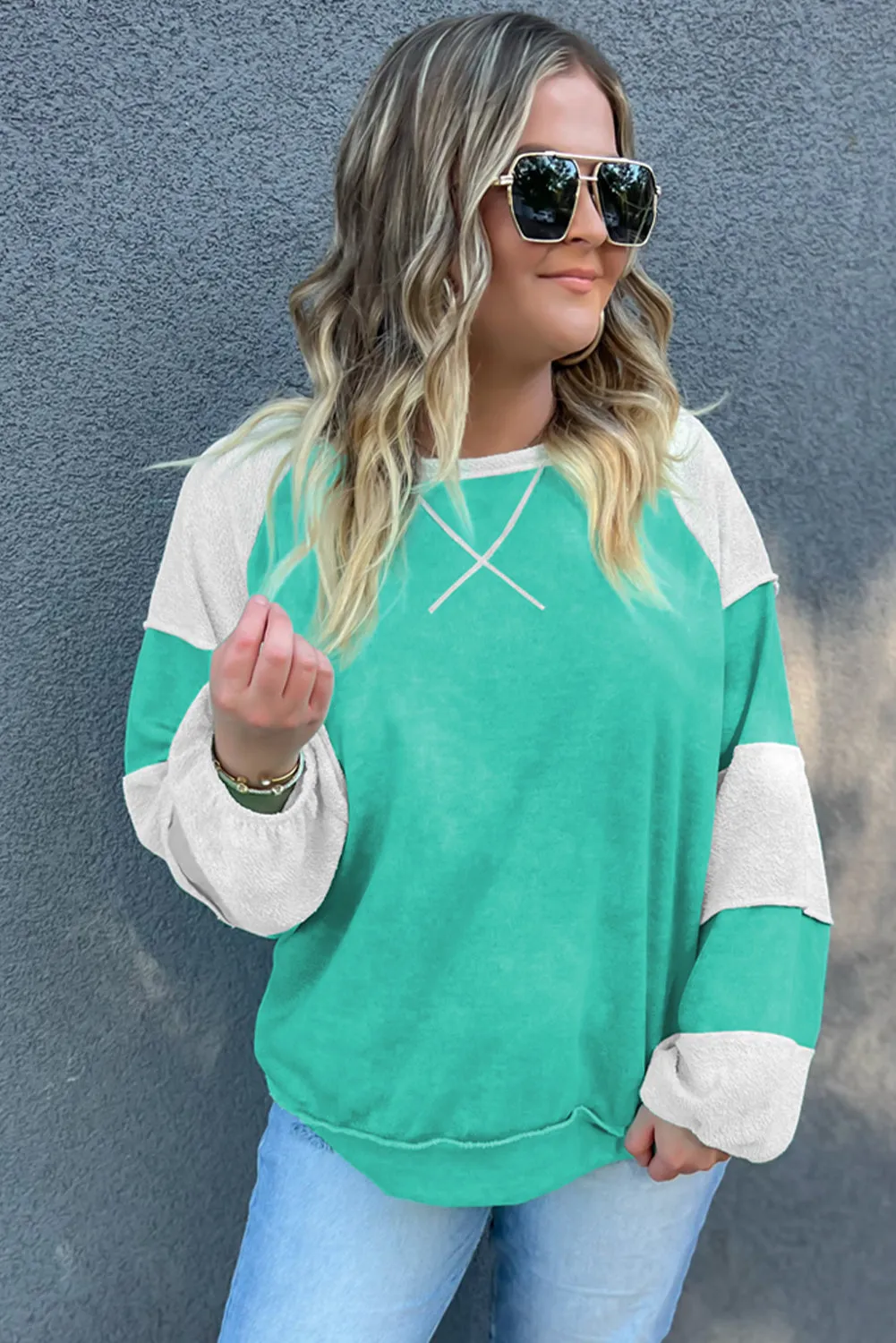 Turquoise Plus Size Sweatshirt