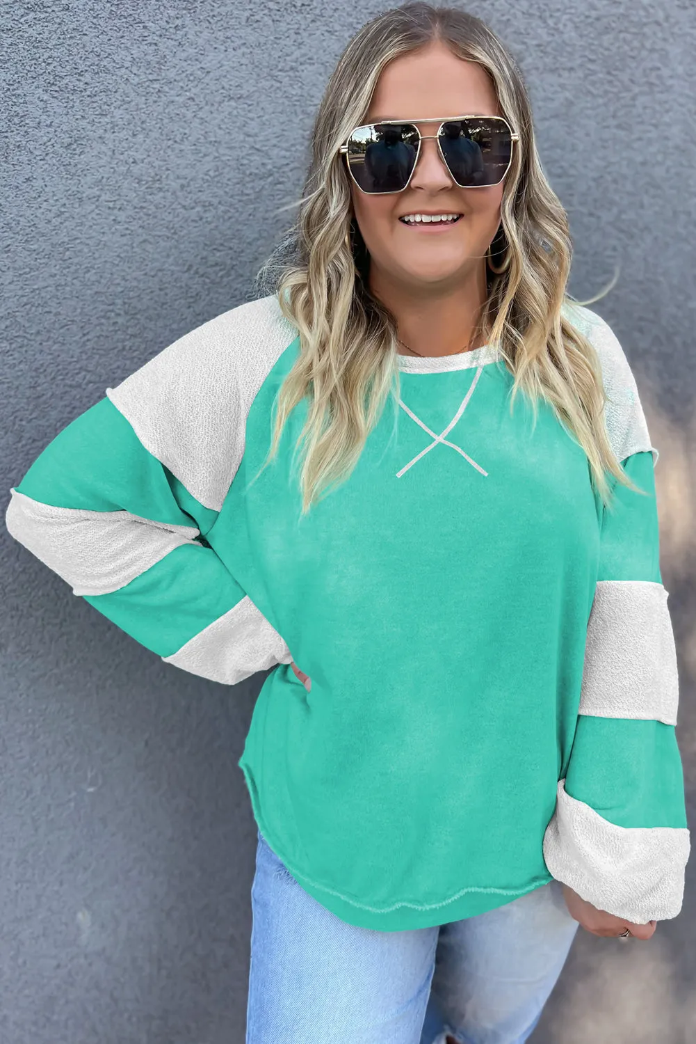 Turquoise Plus Size Sweatshirt