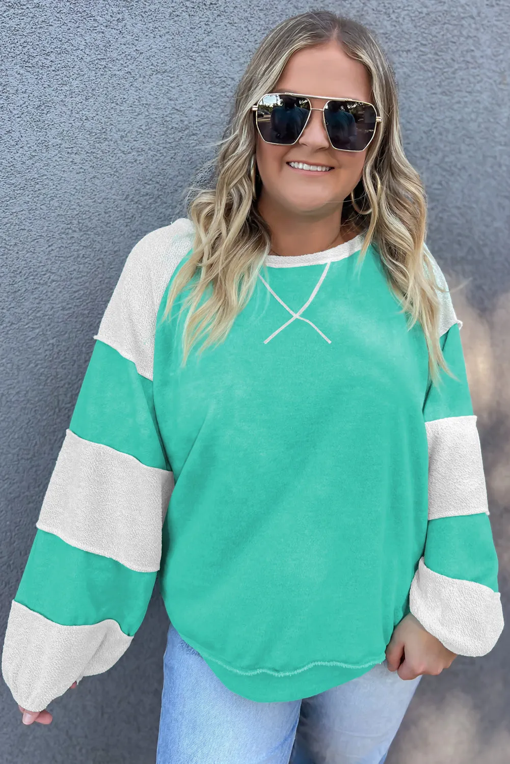 Turquoise Plus Size Sweatshirt