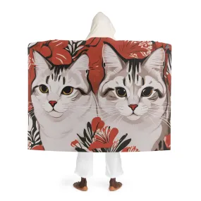 Two White Cats, Cozy Hooded Sherpa Fleece Blanket