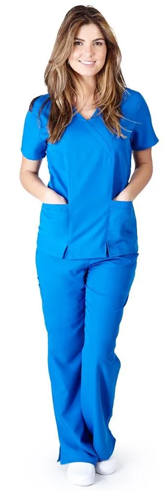 UltraSoft Premium 2 Pocket Cross Over Tunic Medical Scrub Set For Women - JUNIOR FIT