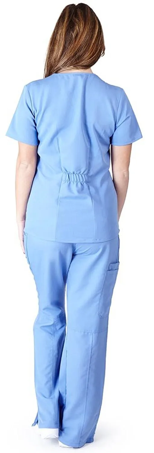 UltraSoft Premium 2 Pocket Cross Over Tunic Medical Scrub Set For Women - JUNIOR FIT