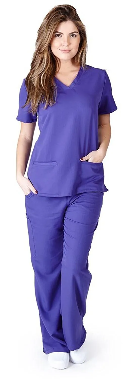 UltraSoft Premium 2 Pocket Cross Over Tunic Medical Scrub Set For Women - JUNIOR FIT