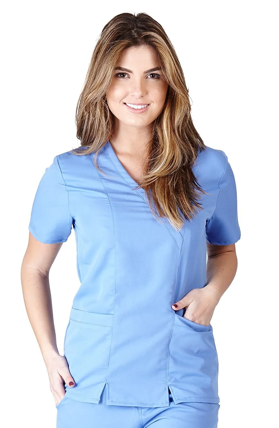 UltraSoft Premium 2 Pocket Cross Over Tunic Medical Scrub Top For Women - JUNIOR FIT