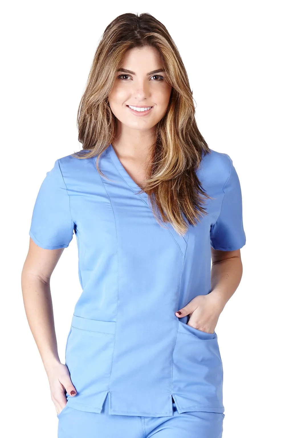 UltraSoft Premium 2 Pocket Cross Over Tunic Medical Scrub Top For Women - JUNIOR FIT