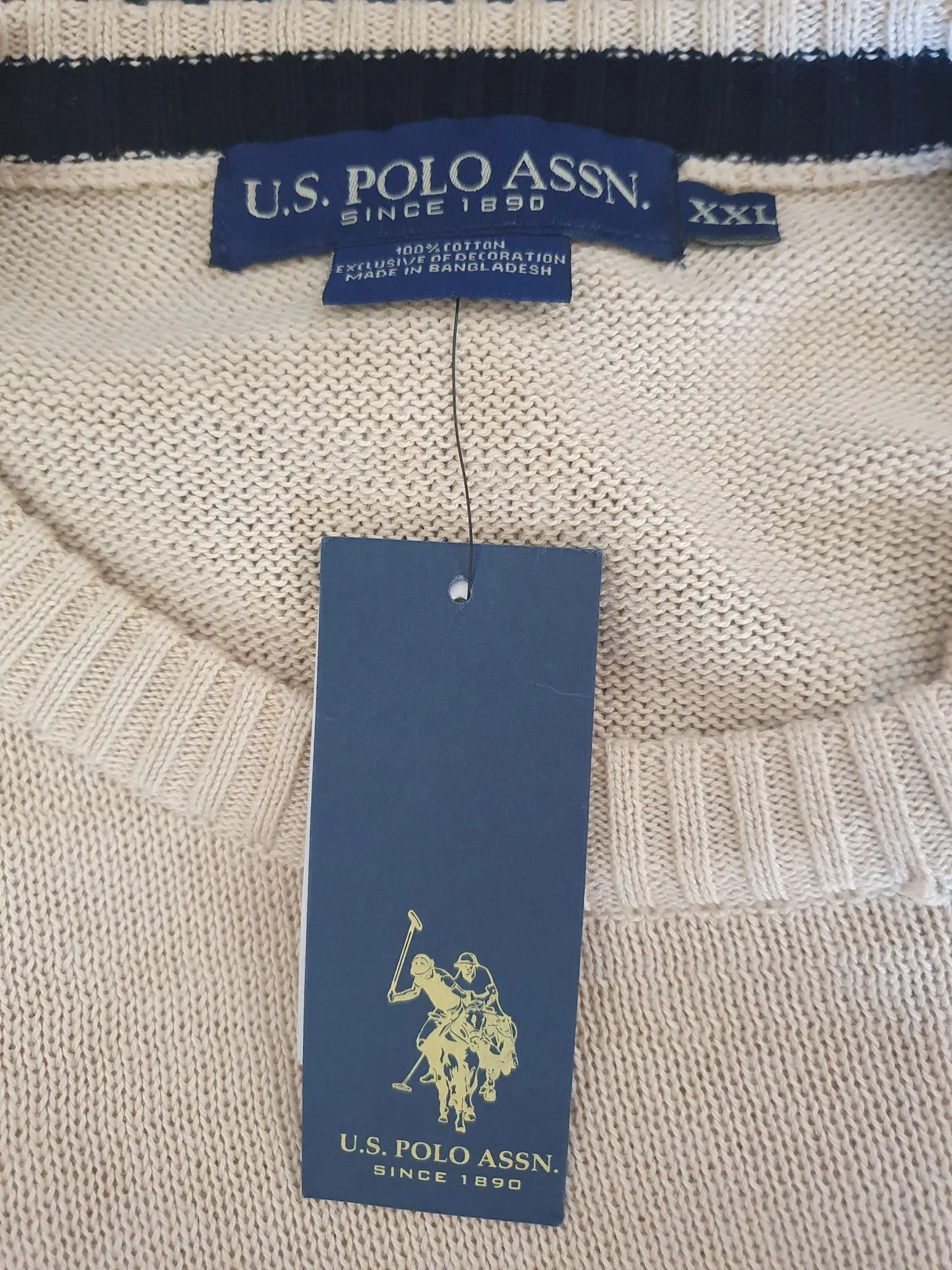 U.S Polo Association Beige Mens Crew Neck Sweater Size XXL