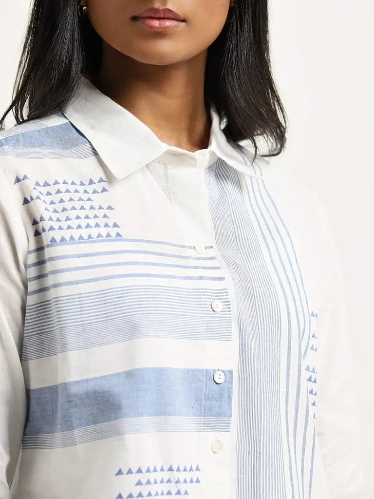 Utsa Blue Pindna-Inspired Straight Cotton Tunic