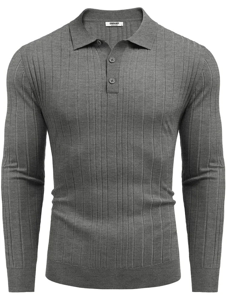 Versatile Ribbed Knit Polo Shirts (US Only)