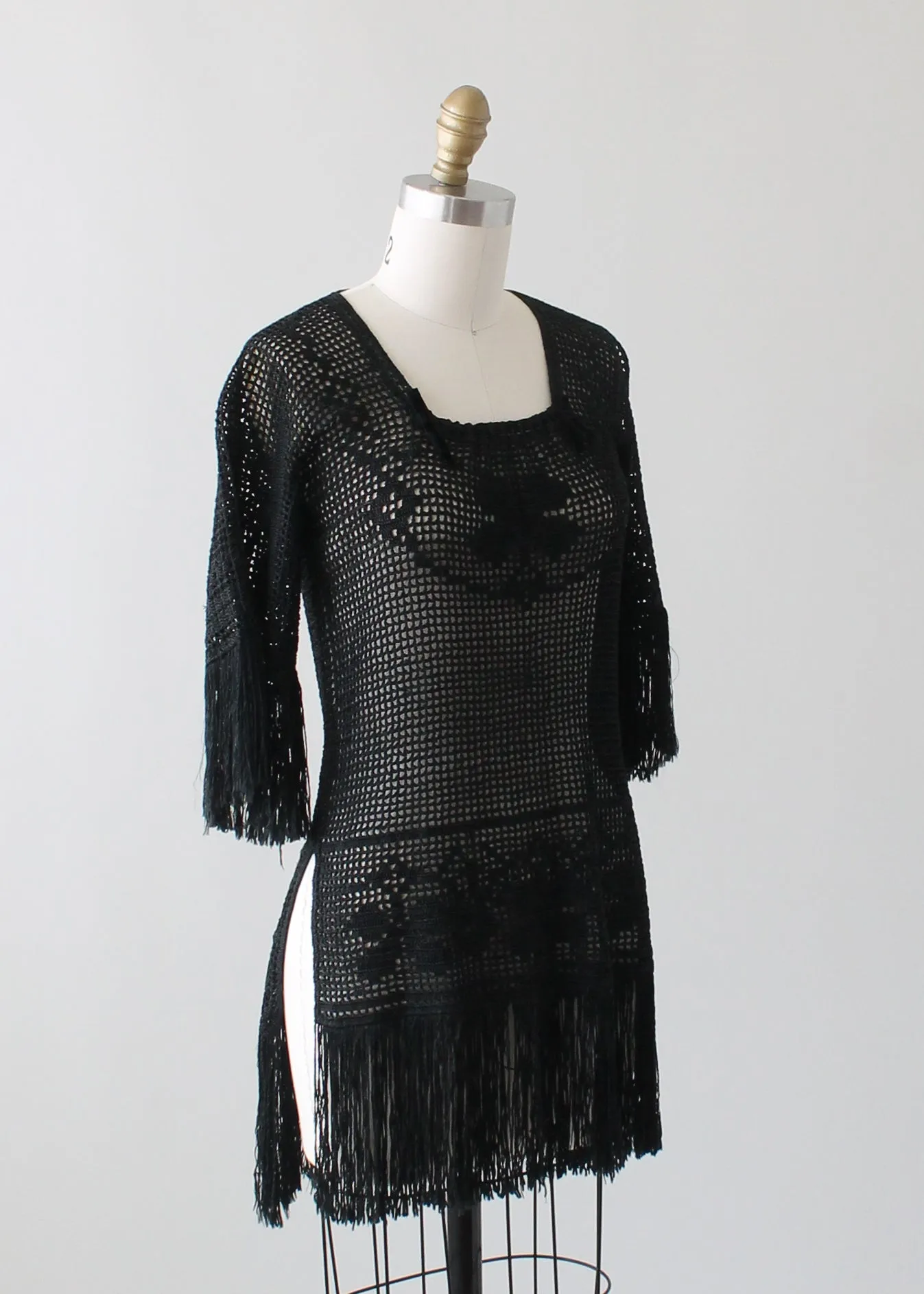 Vintage 1920s Fringed Knit Tunic Sweater