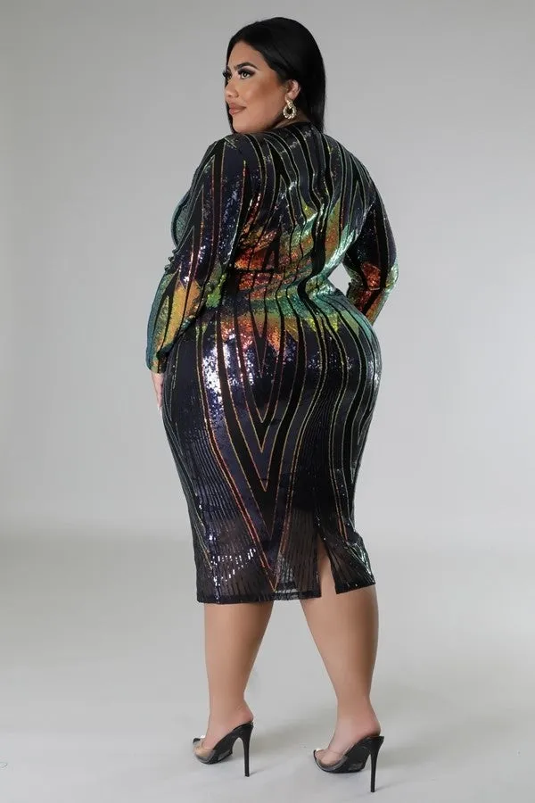 Voluptuous ( ) Long Sleeve Sequin Stretch Dress