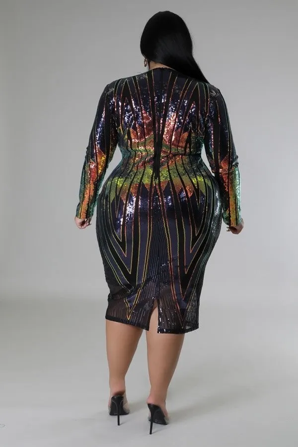 Voluptuous ( ) Long Sleeve Sequin Stretch Dress