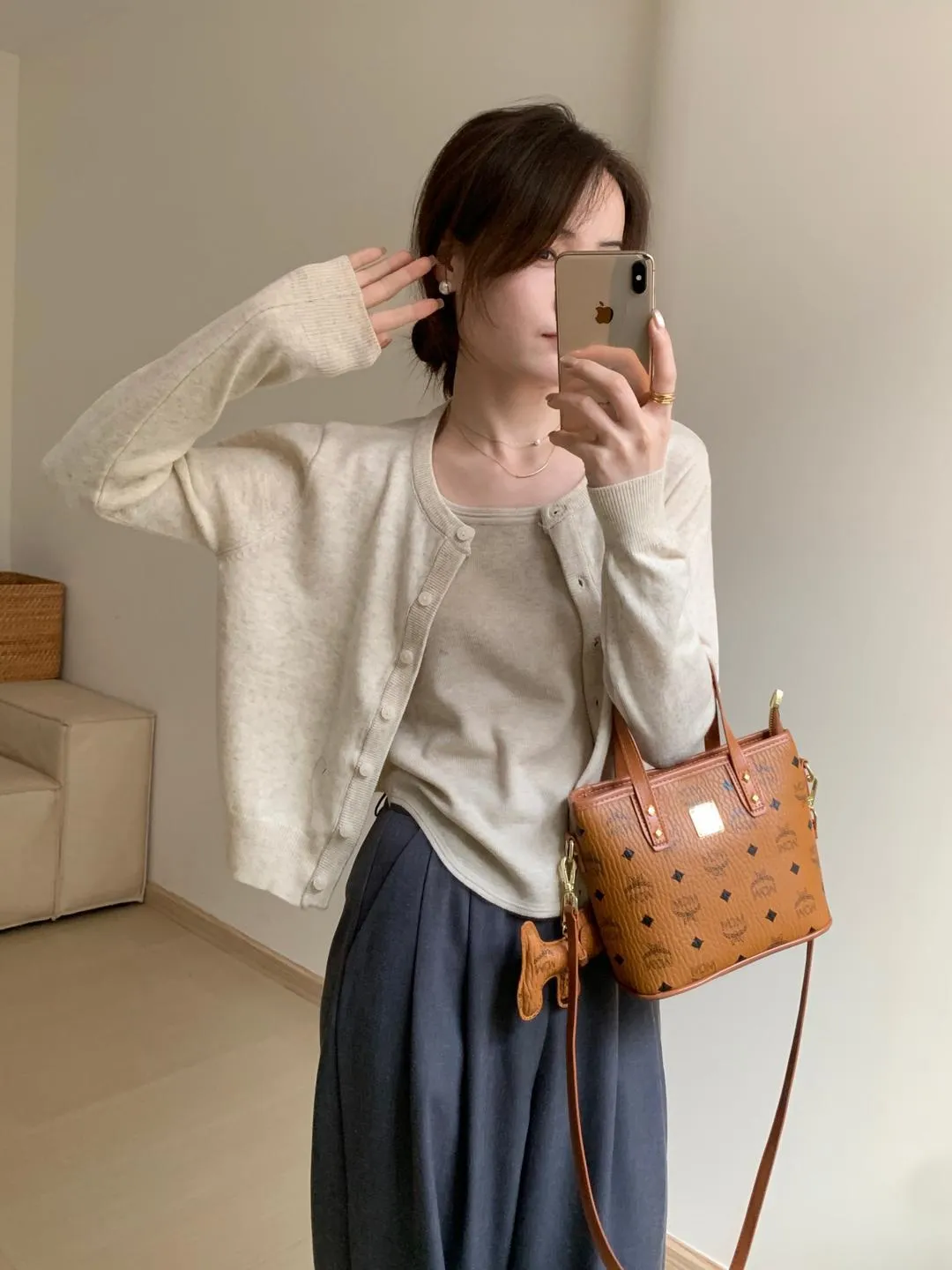 Wenkouban fall fits All-Matching Fashionable Wool All-Matching Short Cardigan 2024 Spring New Korean Style round Neck Elegant Slimming Sweater Top