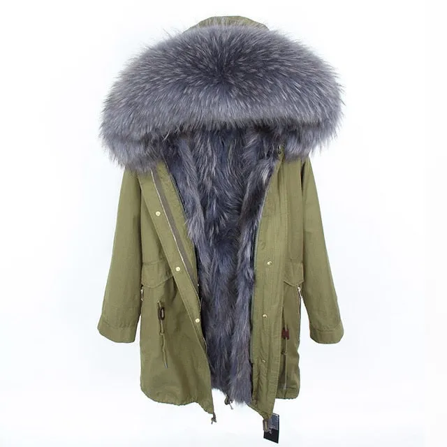 womens fox fur coat parkas winter jacket coat women parka big real