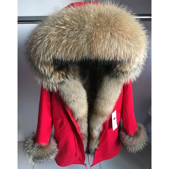 womens fox fur coat parkas winter jacket coat women parka big real