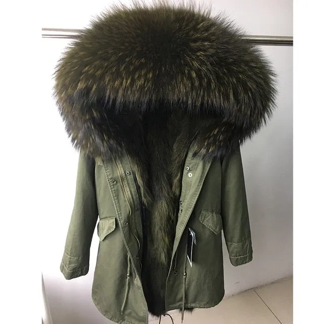 womens fox fur coat parkas winter jacket coat women parka big real