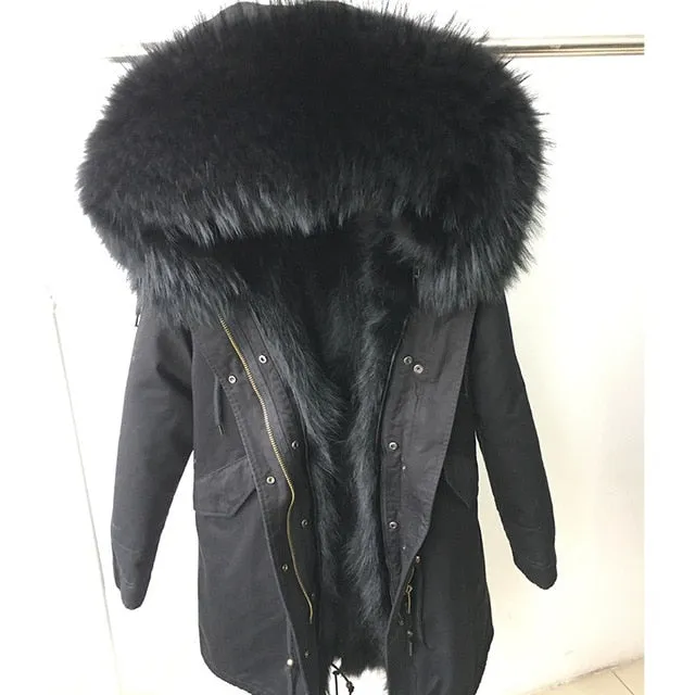 womens fox fur coat parkas winter jacket coat women parka big real