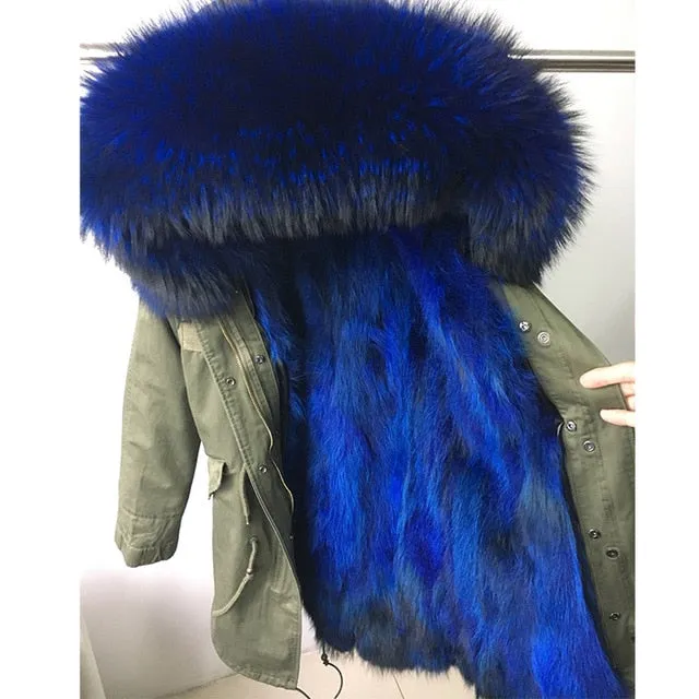 womens fox fur coat parkas winter jacket coat women parka big real