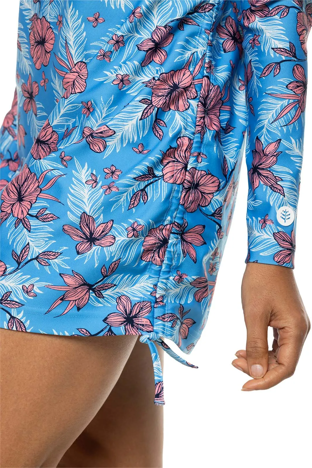 Women's Lawai Ruche Swim Shirt  |  Clear Sky Blue TROPICAL DAZE