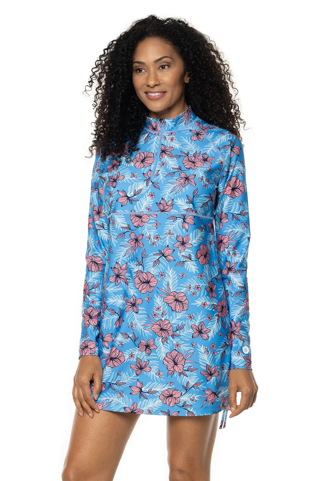 Women's Lawai Ruche Swim Shirt  |  Clear Sky Blue TROPICAL DAZE