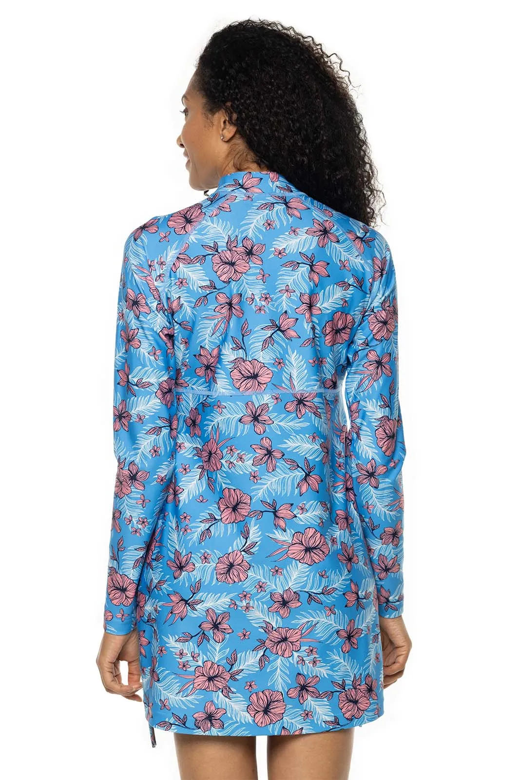 Women's Lawai Ruche Swim Shirt  |  Clear Sky Blue TROPICAL DAZE