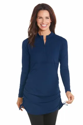 Women's Lawai Ruche Swim Shirt  |  Navy