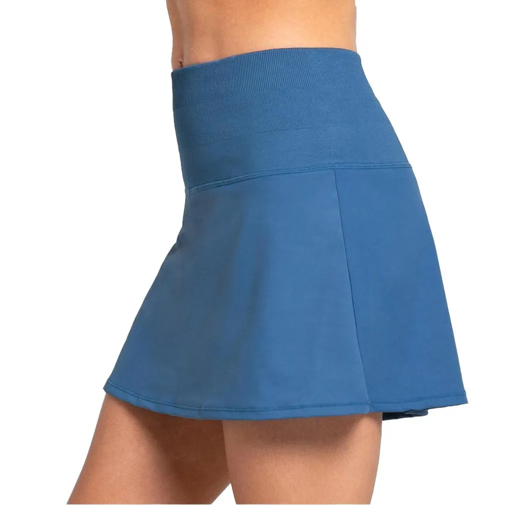 Women`s Long Baseline Tennis Skort Steel Blue