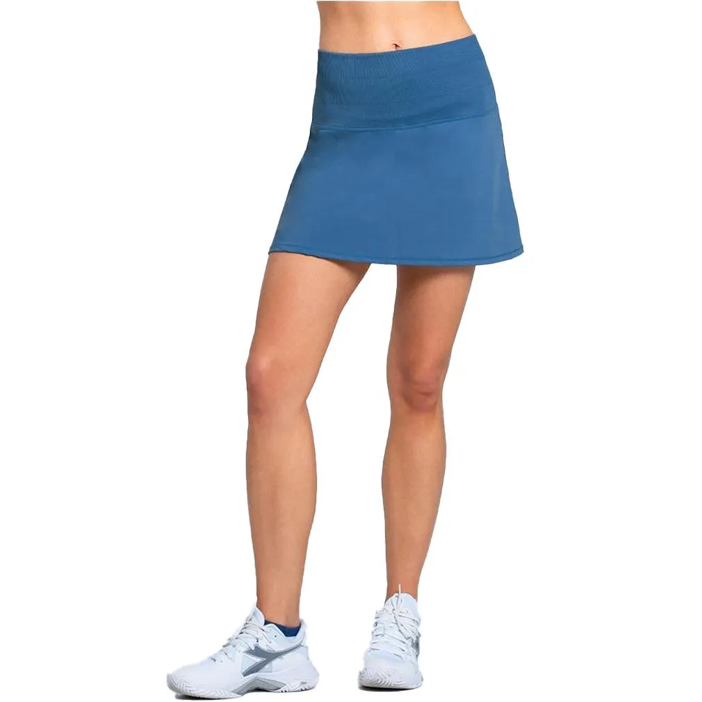 Women`s Long Baseline Tennis Skort Steel Blue