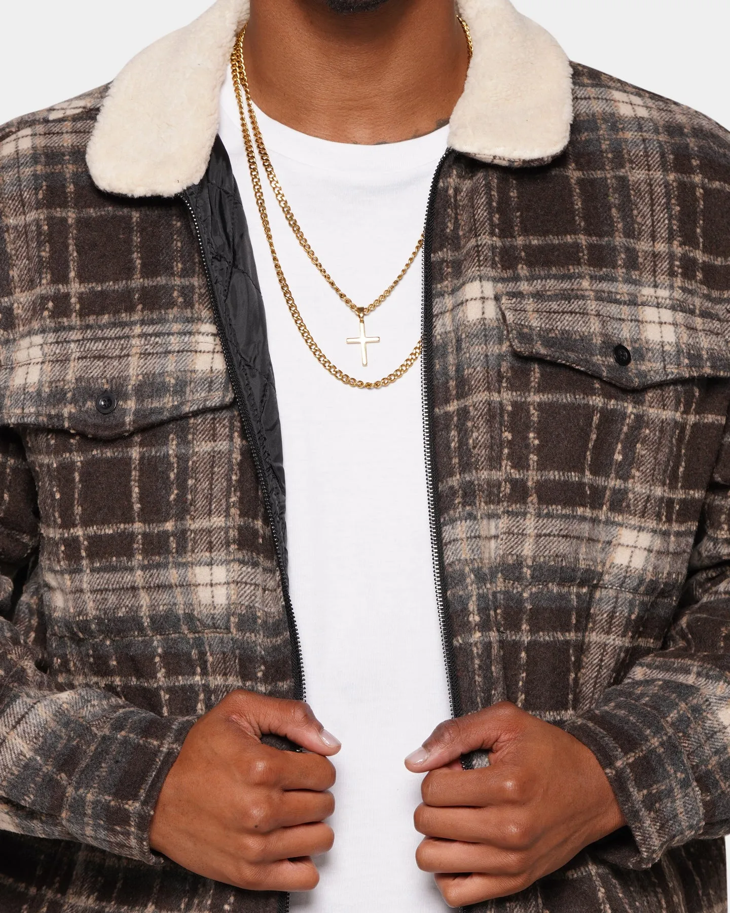 XXIII Tex Sherpa Flannel Jacket Brown/White