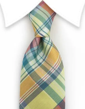 Yellow, Orange & Green Plaid Tie